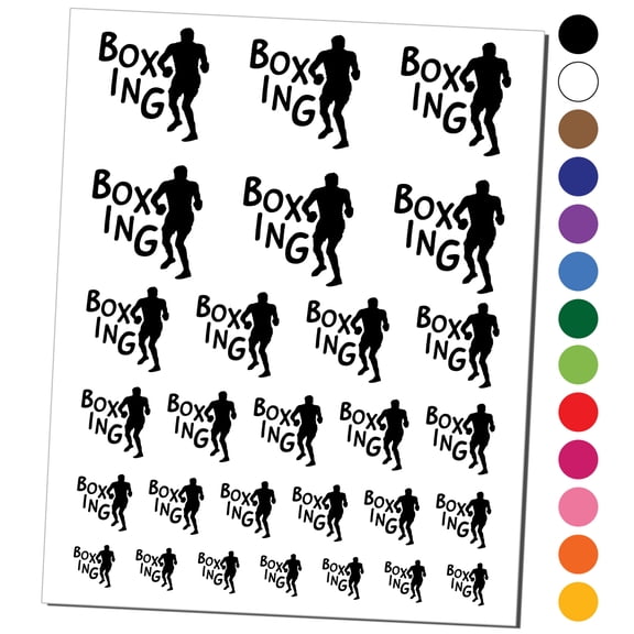 Boxer Boxing Fun Text Water Resistant Temporary Tattoo Set Fake Body Art Collection - Yellow