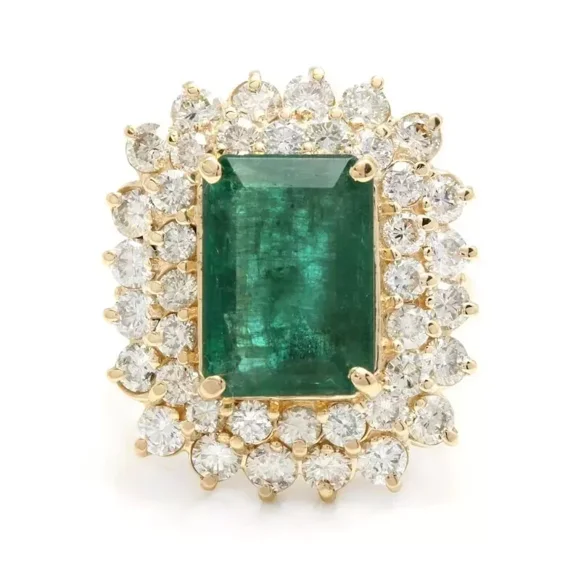 925 Solid Sterling Silver Natural Green Emerald Ring Gift Free Ship