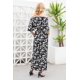 thumbnail image 5 of Verano de las mujeres Floral sin tirantes con volantes de manga corta de cintura alta pantalones de pierna ancha Casual suelto mono negro blanco hoja grande, 5 of 5