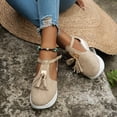 thumbnail image 6 of Lovskoo 2024 Women's Platform Shoes Round Toe Flat Pumps Thick Sole Buckle Strap Casual Beach Shoes Beige, 6 of 8
