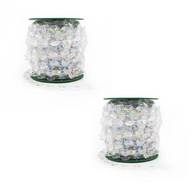 Moyic 2 rollos de cadenas de eslabones de cuentas de iluminación, conexión de cadena trenzada, hilos de corte octogonal, cuentas, accesorios de Artesanía Moyic HA075520-01