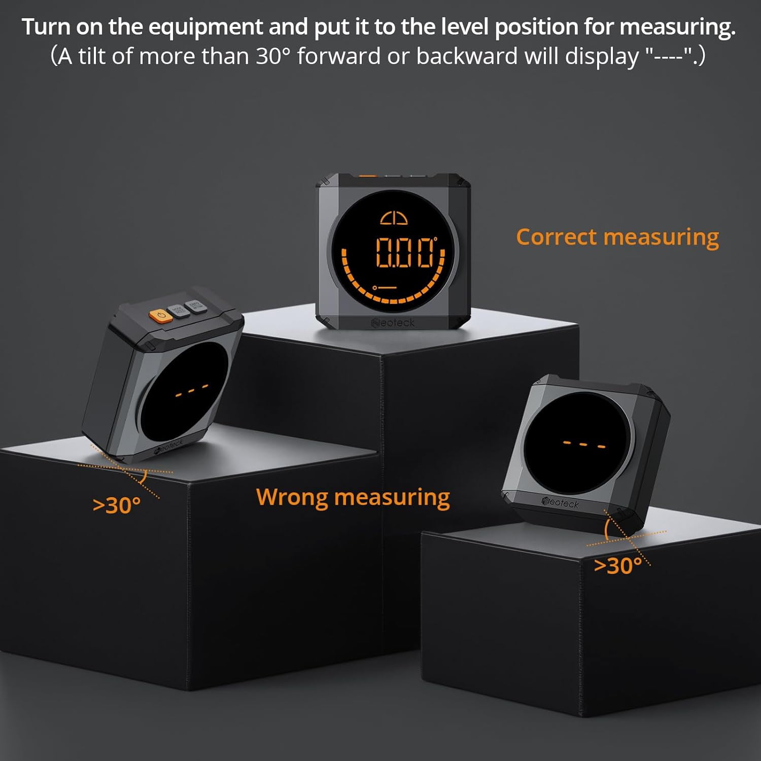 Neoteck Rechargeable Digital Angle Finder | 0.1° Accuracy Magnetic Level Box | IP54 Waterproof Inclinometer with 4 Units (°, %, IN/FT, mm/m) for Woodworking, Construction & Home Decoration