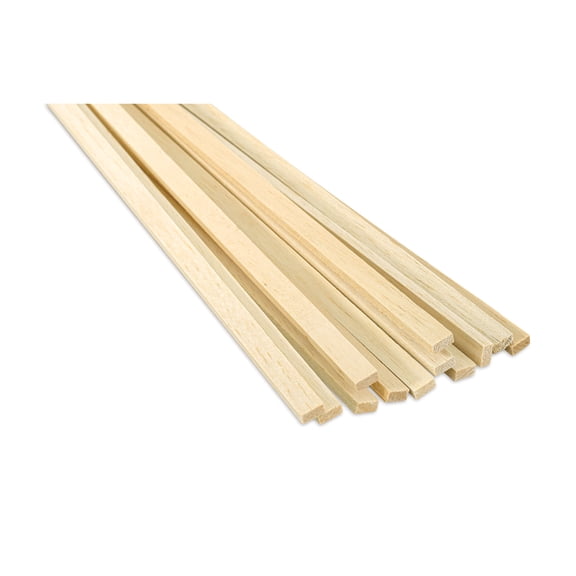 Bud Nosen Balsa Wood Sticks - 1/4" x 1/2" x 36", Pkg of 12