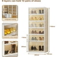 thumbnail image 4 of Portable Shoe Rack Organizer for Closet Entryway, Stackable Sneaker Storage Shoe Cabinet With Magnetic Clear Door, Large Plastic Storage Containers Bins With Lids，6-Tire, 4 of 7