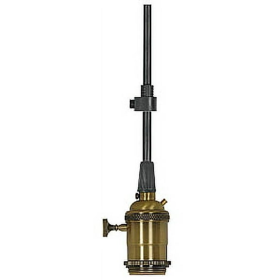 Satco 250W 250V E26 On/Off Key Antique Brass Lampholder with 10ft Black Cord