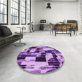 thumbnail image 4 of Ahgly Company Machine Washable Indoor Round Transitional Violet Purple Area Rugs, 5' Round, 4 of 7