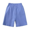 thumbnail image 3 of Toddler Boys 2 Piece Shorts Outfit Solid Color Crew Neck Top Lace-Up Pants Summer Short Sleeve Shorts Set 2-8Y, 3 of 9