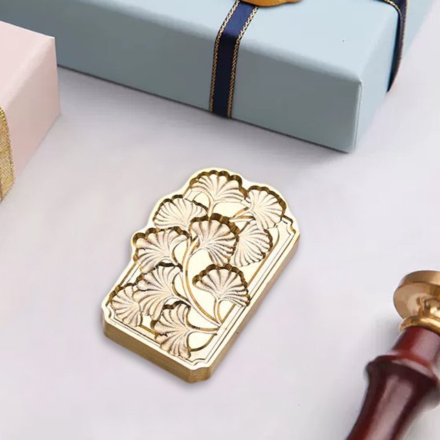 Cabeza De Sello Serie de plantas de Ginkgo, cabeza de sello de sellado, cobre cuadrado para decoración artesanal Wdftyju Libre de BPA
