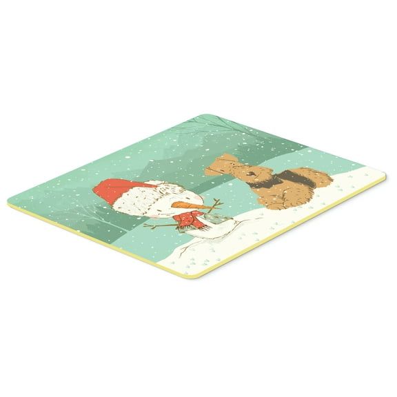 Airedale Terrier Snowman Christmas Kitchen or Bath Mat 24x36