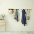 thumbnail image 2 of Wall Mounted Wood Coat and Hat Rack, 6 Hooks, Light Brown, 2 of 6
