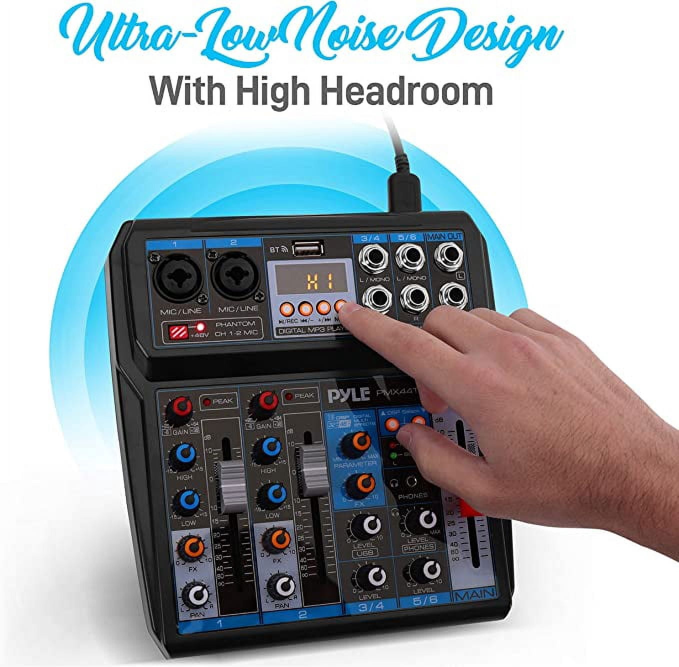 Pyle Professional Wireless DJ Audio Mixer 6-Channel Bluetooth Compatible DJ Controller Sound Mixer