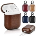 thumbnail image 5 of Funda para AirPods, Icarer Funda de cuero genuino [ultrafina] Funda protectora portátil a prueba de golpes con llavero para Apple AirPods1 y 2 Funda para auriculares (luz LED visible), 5 of 5