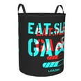 thumbnail image 2 of XMXY Round Laundry Basket Organizer, Eat Sleep Game Motto Pattern Waterproof Collapsible Dirty Clothes Basket Laundry Hamper, Medium Size, 2 of 8