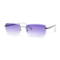 thumbnail image 1 of Rimless Narrow Rectangle Luxury Beveled Lens Dad Shade Sunglasses Silver - Purple, 1 of 4