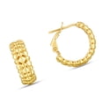 thumbnail image 4 of JewelStop 14K Yellow Gold Polished Finish Puffed Textured Beads Hoop Earrings with Snap Clasp, 4 of 5