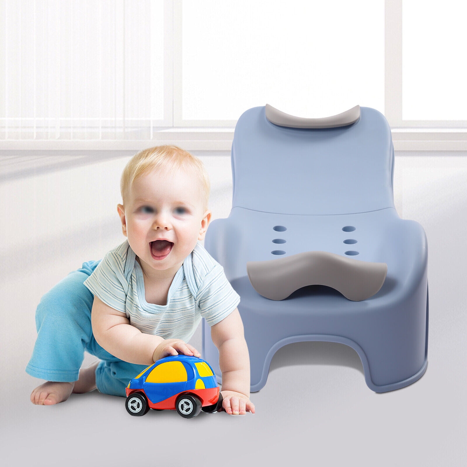 Blue Kids Shampoo Chair Foldable Bath Tub Household Bath Chair for 0 to