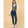 thumbnail image 3 of INSPIRE CHIC Veste Sans Manches à Carreaux Extensible Asymétrique pour Femme à Col en V, Taille Cintrée, à Boutons, 3 of 6