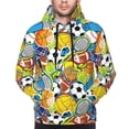 thumbnail image 4 of KLL Various Balls Print Mens Hoodie Long Sleeve Casual Pullover Hooded Sweatshirt Fashion Drawstring Hoodies with Pocket-Medium, 4 of 6
