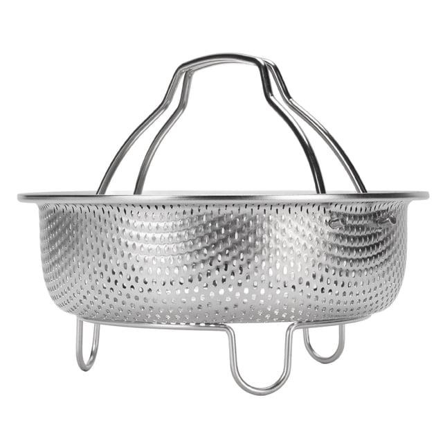Steam Basket with Foldable Handle and Feet, Stainless Steel Multifunctional Colander Steam Insert with Raised Feet, Ideal for Electric Rice Cooker Pot
