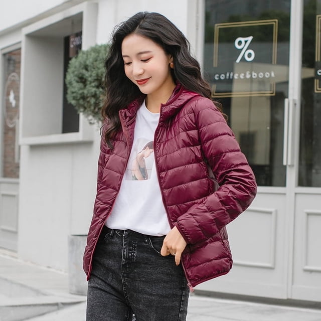 Chaqueta de plumón ligera para mujer, pelo de pato blanco, chaqueta fina