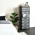thumbnail image 3 of Household Essentials Victoria Dresser Tower Storage Organizer with 8 Drawers Black Metal Frame and Ashwood Rustic Wood Grain Top, 3 of 7