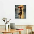 thumbnail image 2 of PRATYUS Fall Decor The Girl Was Walking in the Rain with an Umbrella Canvas Wall Art Picture 16x20in, 2 of 3