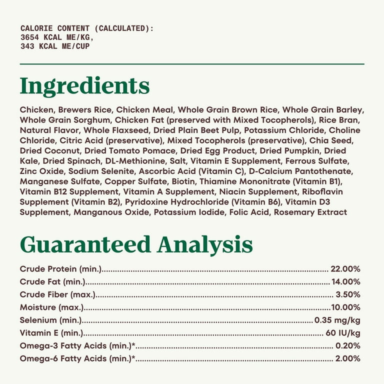 Nutro dog food calories cheap