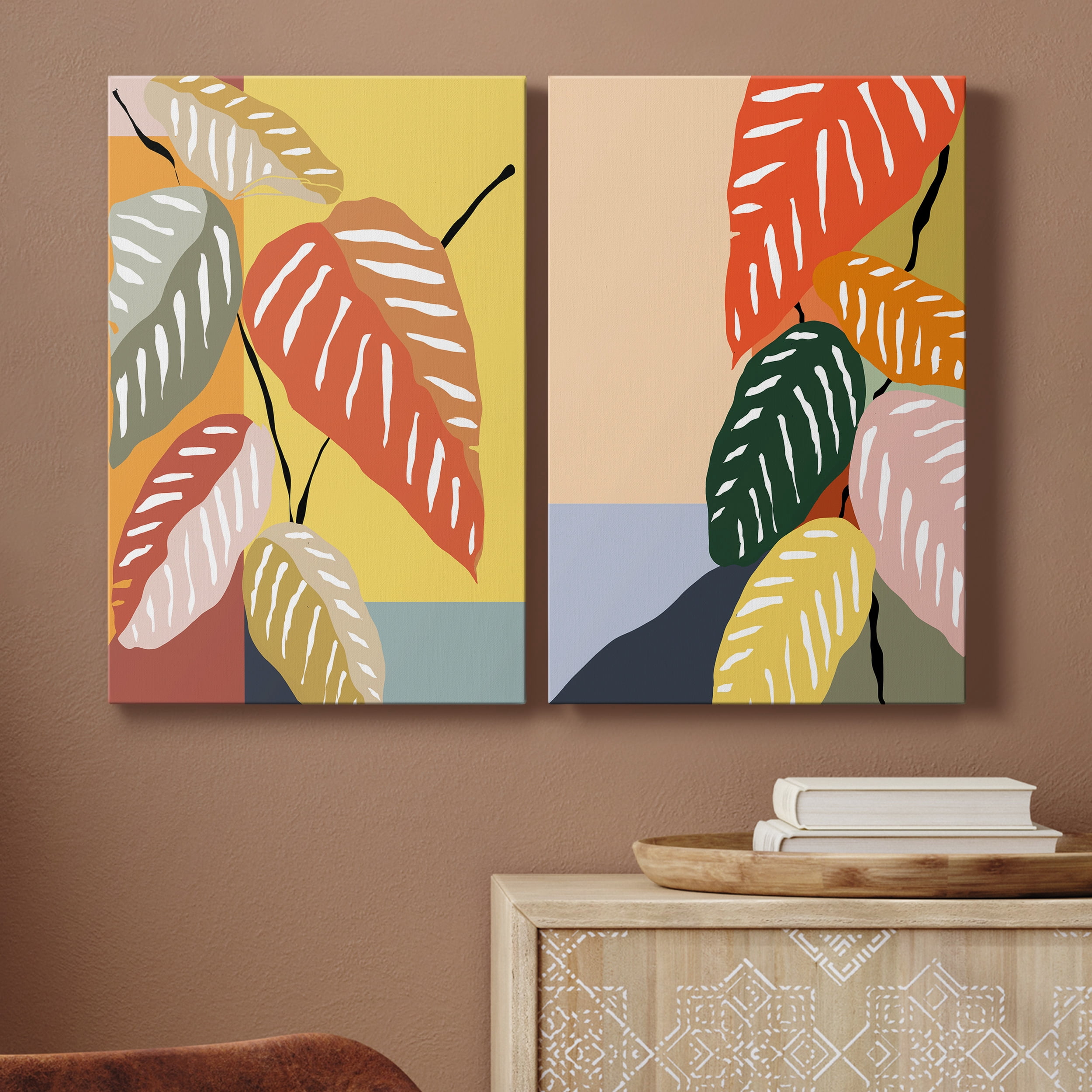 Tropical Plant I Premium Gallery Wrapped Canvas - Ready to Hang - Set of 2 - 8 x 12 Each