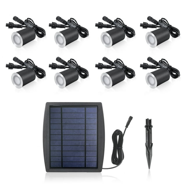 3.2V 8Pcs Luz de Cubierta Solar Luz de Jardín Luz de Sensor de Pavimento Luz Blanca Cálida Tomshoo Lámpara