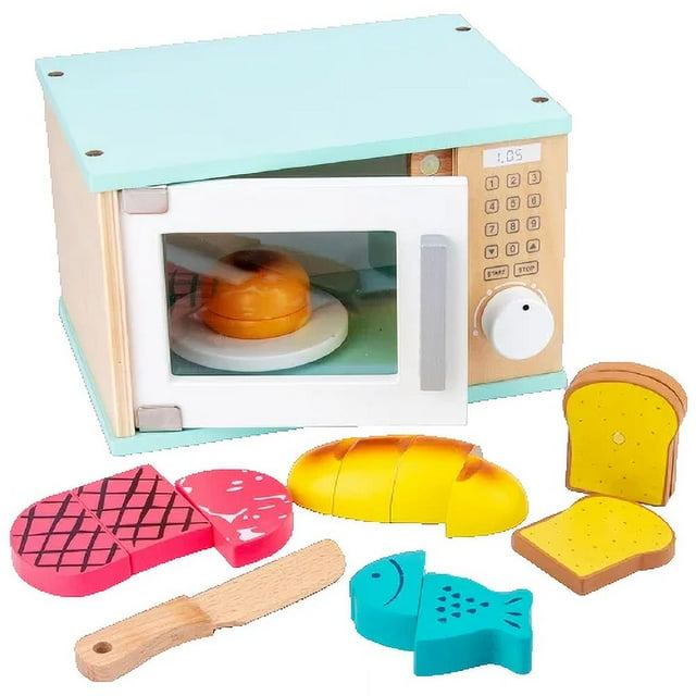 Children‘s Wooden Simulation Kitchen Toy Set Play House Early Education Toy Bread Machine Coffee Machine Juicer Microwave Oven