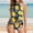 Blue, variant on Women's Casual Summer Printed Two Piece Swimsuit Sports Bra Top Bathing Suit Board Shorts Swimsuits for Women Girls Board Shorts Set Bikini with Underwire Support Women Swimming Suits Halal Swimsuits