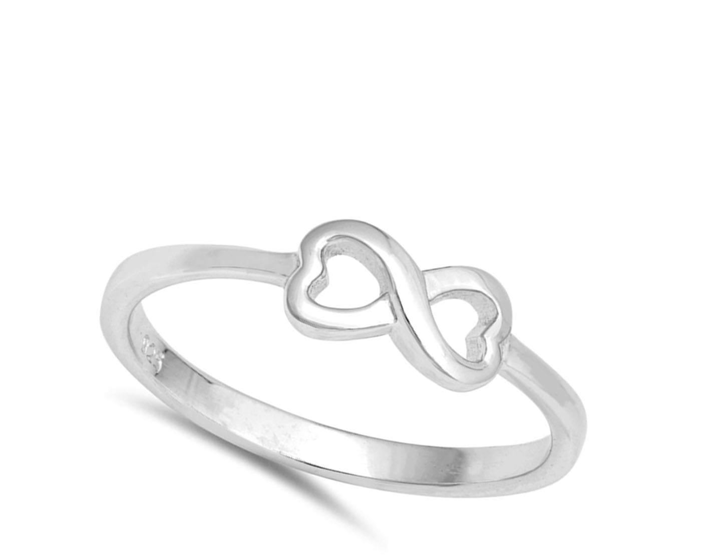 Love Knot Heart Infinity Promise Ring New .925 Sterling Silver Band Sizes 3-10