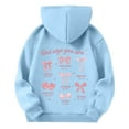 thumbnail image 5 of Byoo Toddler Girl's Bow Print Long Sleeve Hoodie Pullover Fit with Pocket Hooded Sweatshirt Soft Warm Casual Kids Outerwear for Daily Wear, 5 of 6