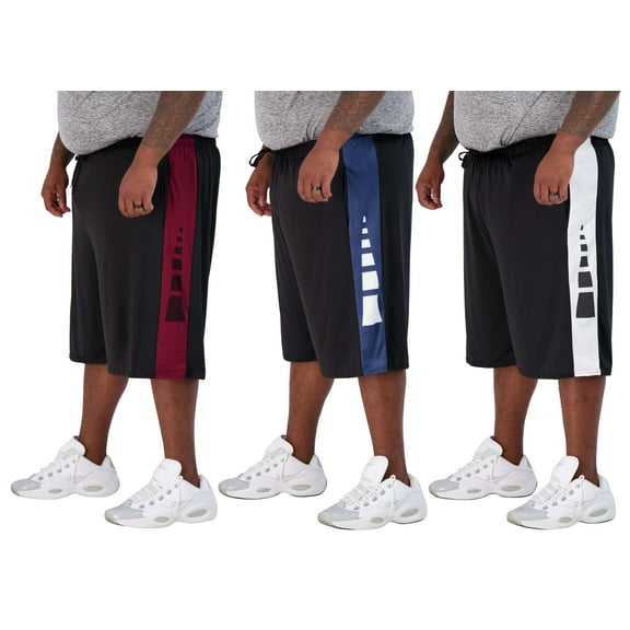 Real Essentials Men's Big & Tall 3-Pack Dry Fit & Mesh Active Athletic Perfomance Shorts (3X-5X)