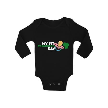 

St Patrick s Day Bodysuit for Baby Girls My First Paddys Day Romper Long Sleeve 12m 18 24 Month Irish One Piece Top