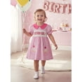 thumbnail image 6 of BemeyourBBs Toddler Baby Girl Birthday Dress Outfits 1 2 3 4 5 Years Old Birthday Clothes Plaid Cupcake Bow Embroidered Short Sleeve Doll Collar A-line Smocked Dresses, 6 of 9
