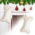 thumbnail image 2 of Personalized Pet Christmas Stocking, White Personalized Pet Christmas Stocking, Custom Embroidered Pet Dog Christmas Stocking, Knitted Bone Shape with Name for Festive Gift Storage,, 2 of 7