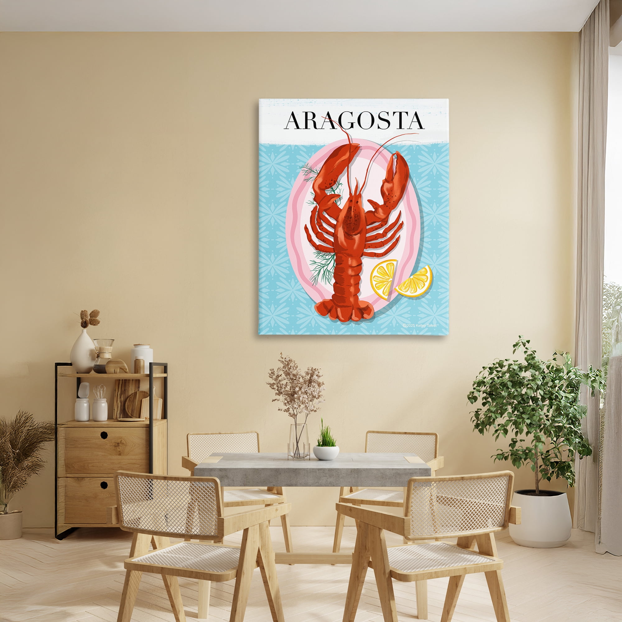 Stupell Industries Aragosta Lobster Dish Canvas Wall Art, design by Kelley Talent