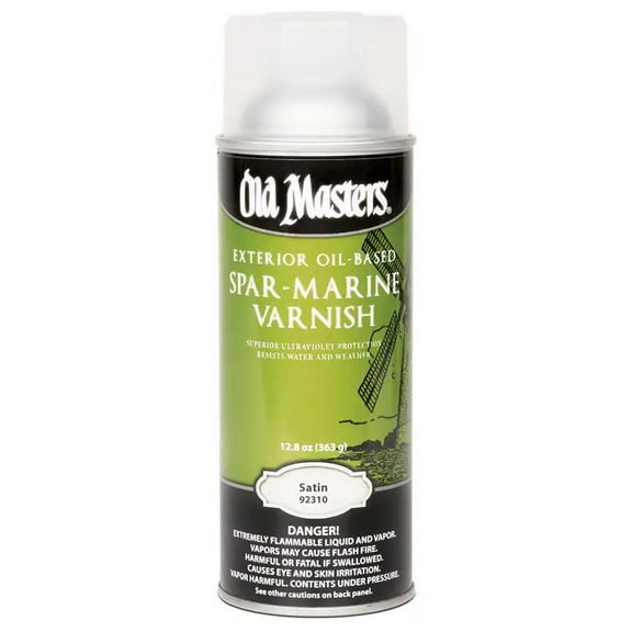 12 oz Old Masters 92310 Clear Spar-Marine Varnish Oil-Based Exterior Spray Coating, Satin
