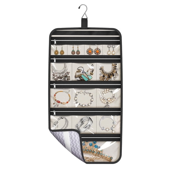 Organizador de joyas MISSLO Travel plegable con 14 bolsillos