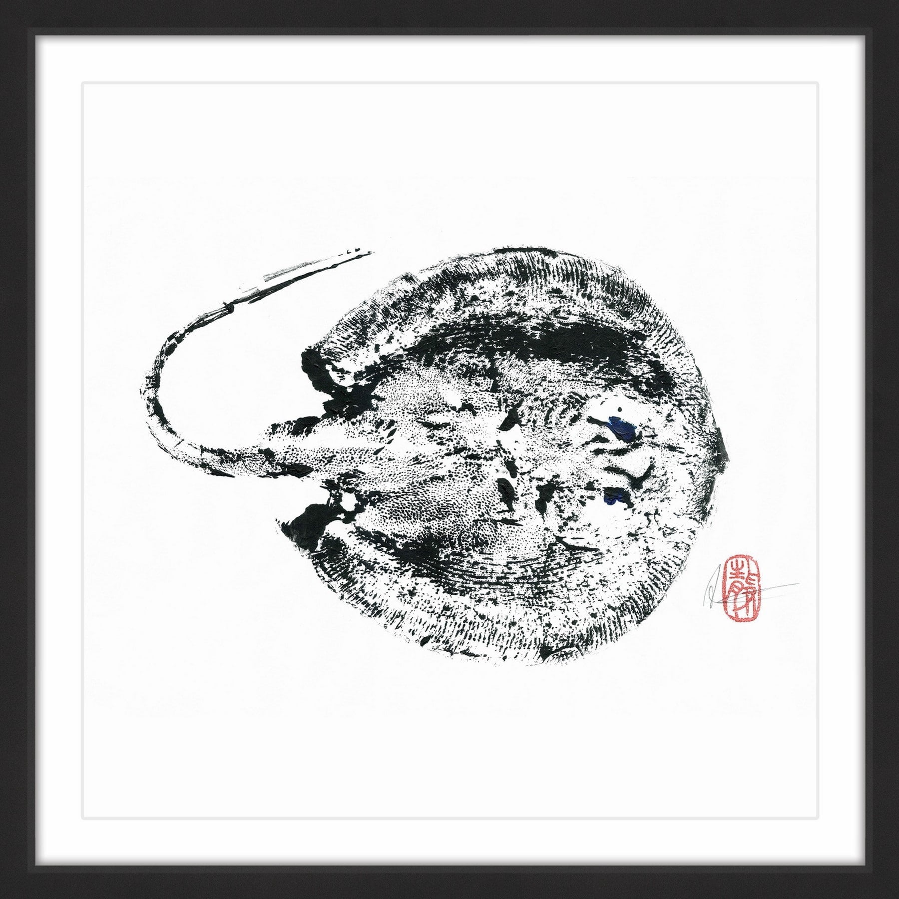 Stingray Black Framed Painting Print