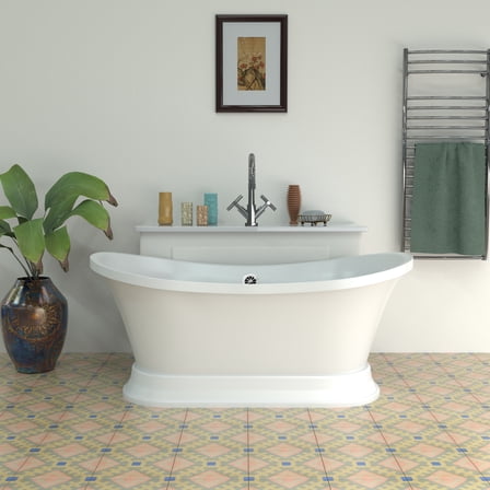 60" Streamline N10280CH Soaking Freestanding Tub With External Drain