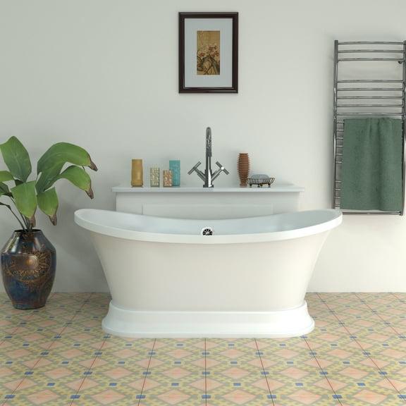 60" Streamline N10280CH Soaking Freestanding Tub With External Drain