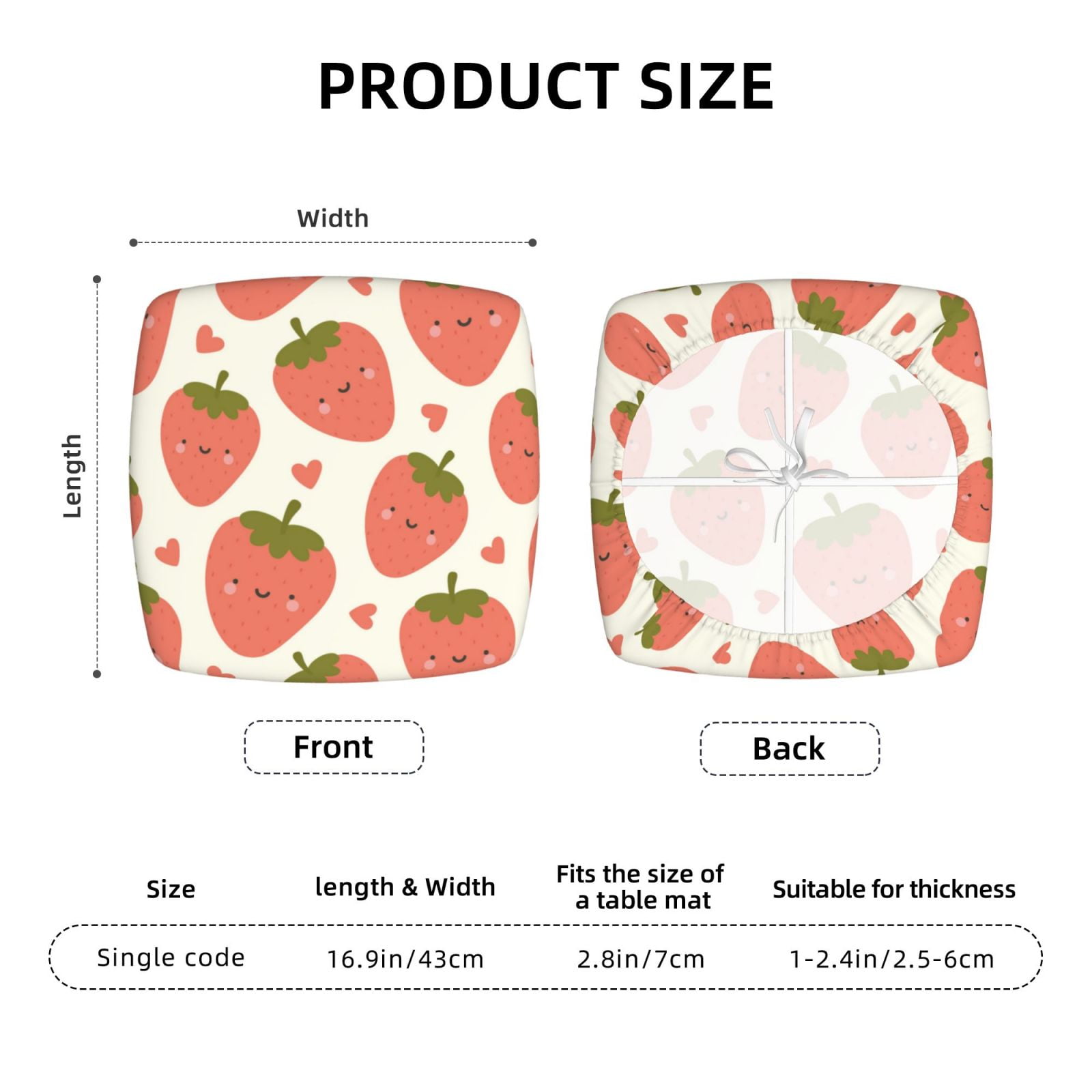 Vsdgher Hand Drawn Strawberry Couch Cushion Covers, Non-Slip Sofa Seat Cushion Slipcovers, Soft Couch Covers（Don't include seat cushion）Four Pieces