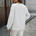 thumbnail image 7 of Women’s Solid Color Sweatshirt Long Sleeve Crewneck Pullover Tops Casual Button Hem Slit Loose Fit Comfortable Soft Fabric Fashion for Daily Wear White, 7 of 7