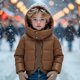 thumbnail image 1 of Parkas de manga larga para otoño e invierno para niños, de color liso, falsas, de dos piezas, de manga larga, con capucha, gruesas, cálidas, acolchadas, bonitas, informales, acolchadas, para niños y n, 1 of 9