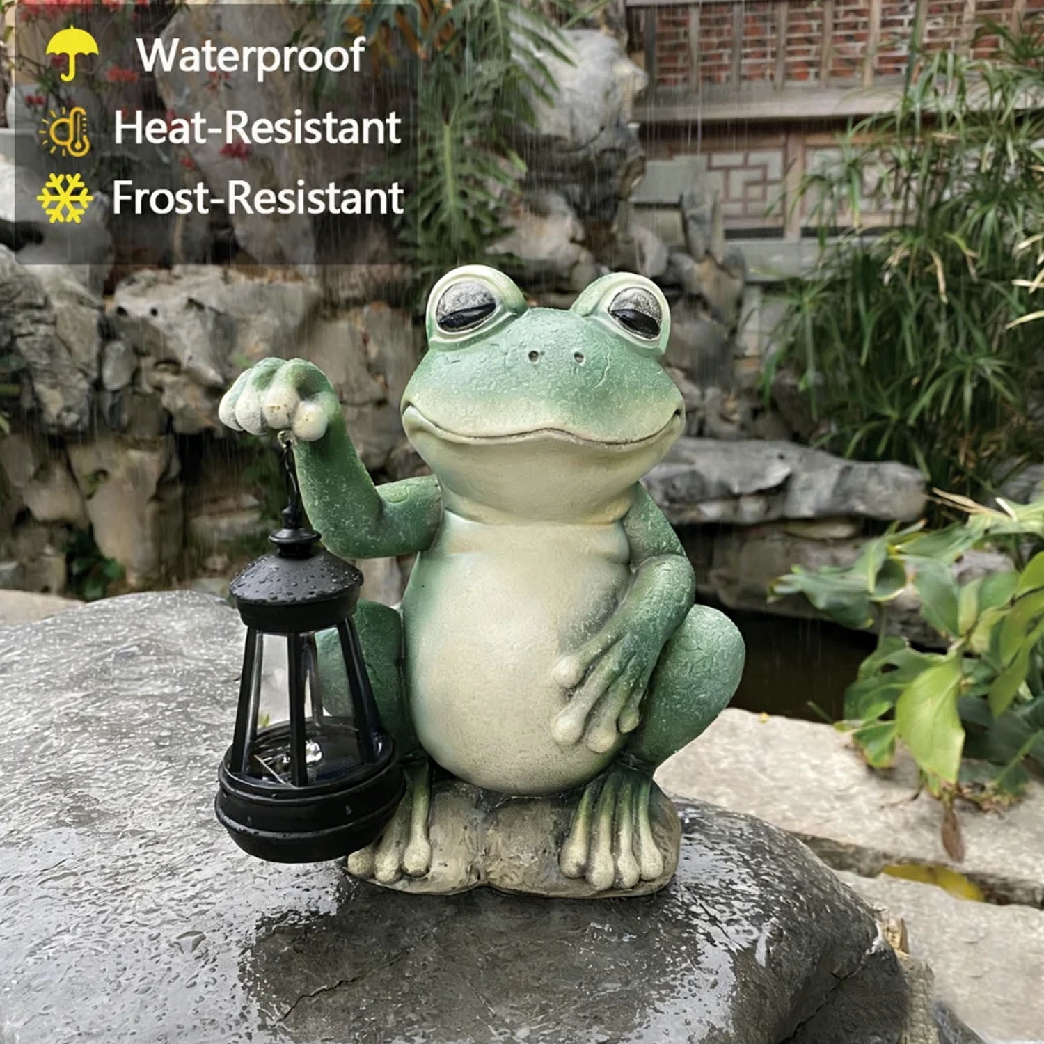 XiNCC Solar Garden Statue Outdoor Decor Frog Garden Ornament—Patio, Balcony, Backyard, Lawn Decor Frog Figurine with LED Lights—Unique Birthday or Housewarming Gift for Women, Moms, Dads