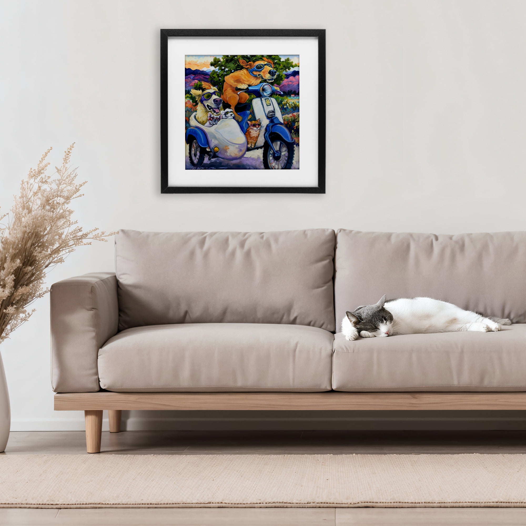 Stupell Industries All Doggled Up Sidecar Black Framed Print Under Glass, design by CR Townsend
