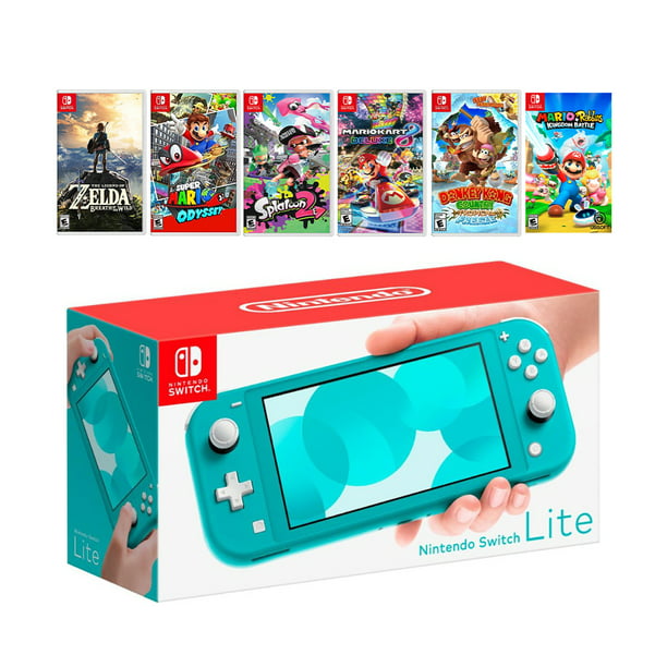 New Nintendo Switch Lite Turquoise Console Bundle with 6 Games 