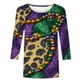 thumbnail image 4 of RKSTN Mardi Gras 3/4 Length Sleeve Womens Tops Oversized Crewneck Carnival Graphic Printed Three Quarter Sleeve T Shirt Women Casual Round Neck Funny Tuesday Carnival Party Loose Short Sleeve Shirt, 4 of 6